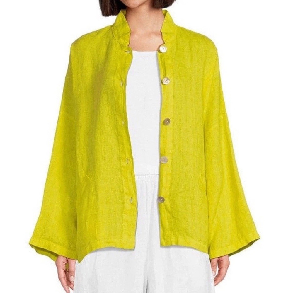 New Bryn Walker Danuta 100% Linen Jacket Mother of Pearl Buttons Oversized M